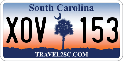 SC license plate XOV153