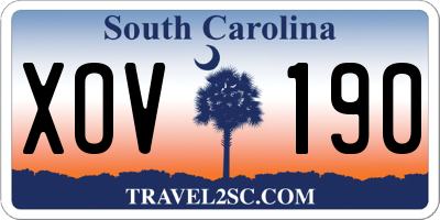 SC license plate XOV190