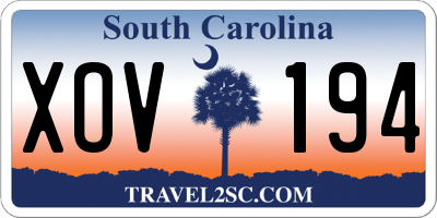 SC license plate XOV194