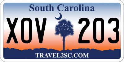 SC license plate XOV203