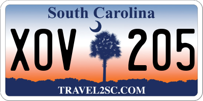 SC license plate XOV205