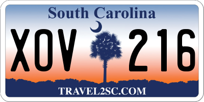 SC license plate XOV216