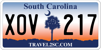SC license plate XOV217
