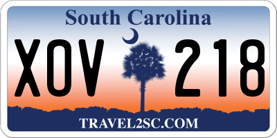 SC license plate XOV218