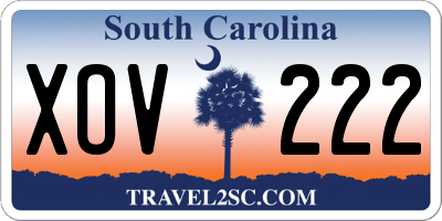 SC license plate XOV222