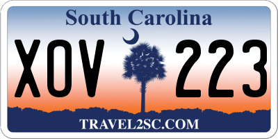 SC license plate XOV223