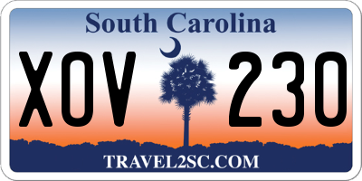 SC license plate XOV230