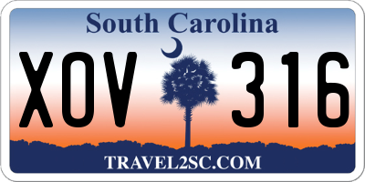 SC license plate XOV316
