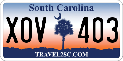 SC license plate XOV403