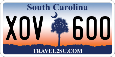 SC license plate XOV600