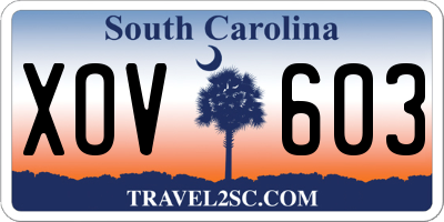 SC license plate XOV603