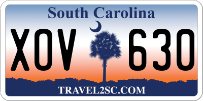 SC license plate XOV630