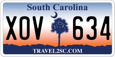 SC license plate XOV634
