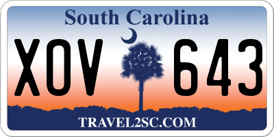 SC license plate XOV643