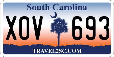 SC license plate XOV693