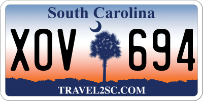 SC license plate XOV694