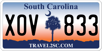 SC license plate XOV833