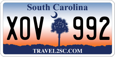 SC license plate XOV992