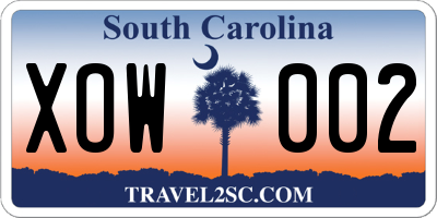 SC license plate XOW002