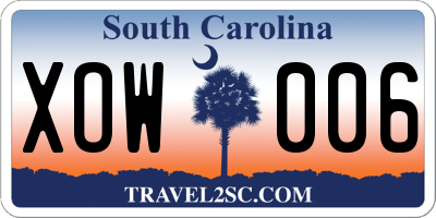 SC license plate XOW006