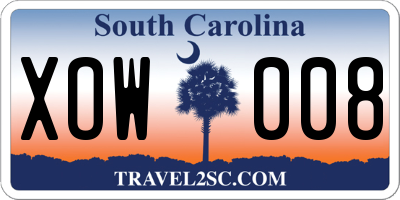 SC license plate XOW008