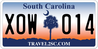 SC license plate XOW014