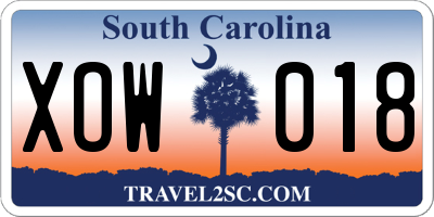 SC license plate XOW018