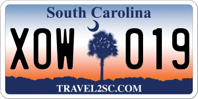 SC license plate XOW019