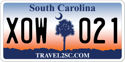 SC license plate XOW021