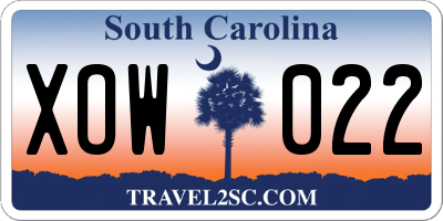 SC license plate XOW022