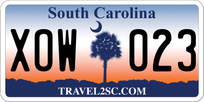 SC license plate XOW023