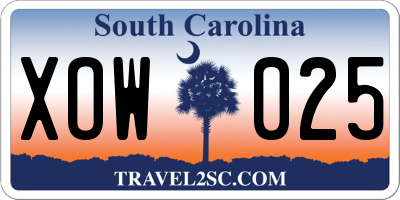 SC license plate XOW025