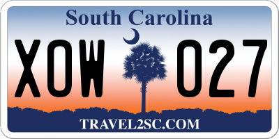 SC license plate XOW027