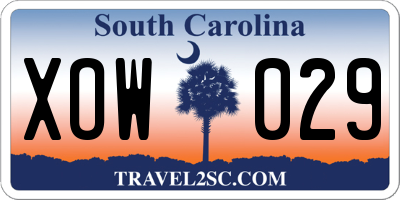 SC license plate XOW029