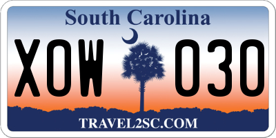 SC license plate XOW030