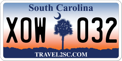 SC license plate XOW032