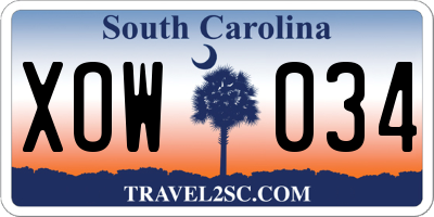 SC license plate XOW034