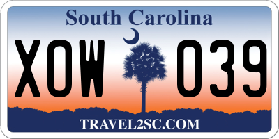 SC license plate XOW039