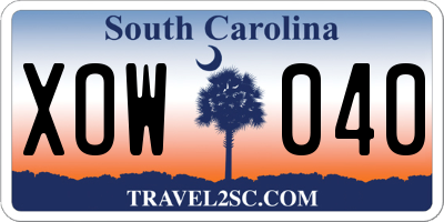 SC license plate XOW040