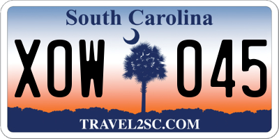 SC license plate XOW045