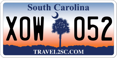 SC license plate XOW052