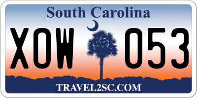SC license plate XOW053
