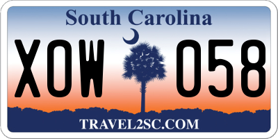 SC license plate XOW058