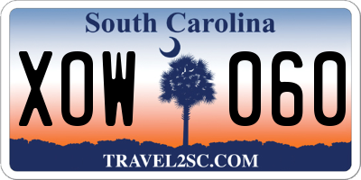 SC license plate XOW060