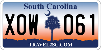 SC license plate XOW061
