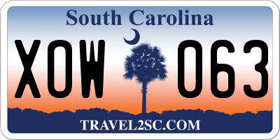 SC license plate XOW063