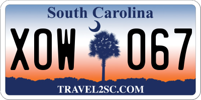 SC license plate XOW067