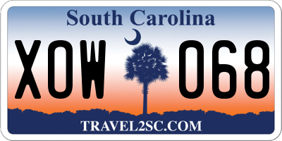 SC license plate XOW068