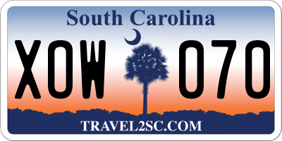 SC license plate XOW070