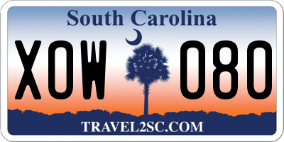 SC license plate XOW080